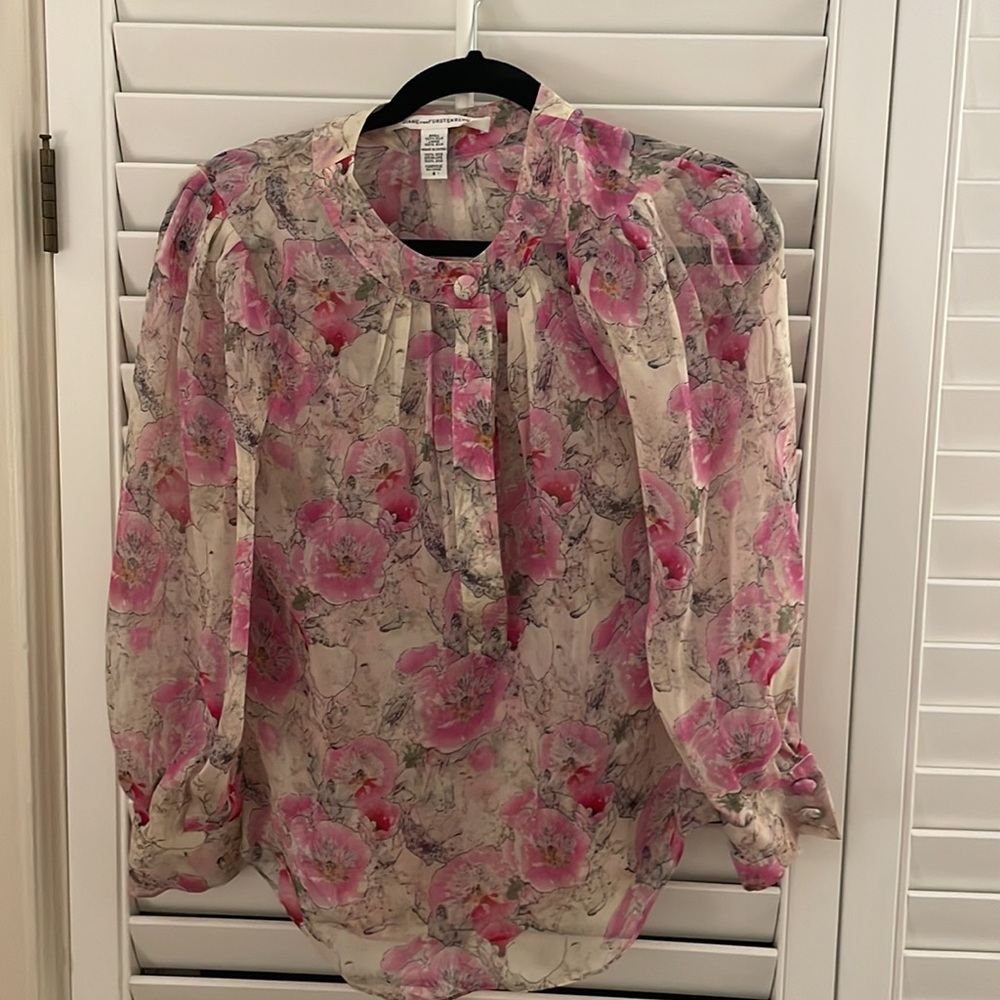 Adorable DVF Sheer top with cami